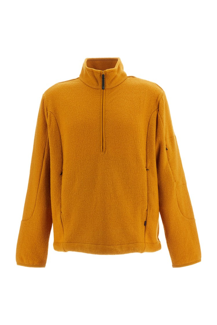 Pas Normal Studios Yellow Off-Race Boiled Wool Half-Zip Knit Sweater
