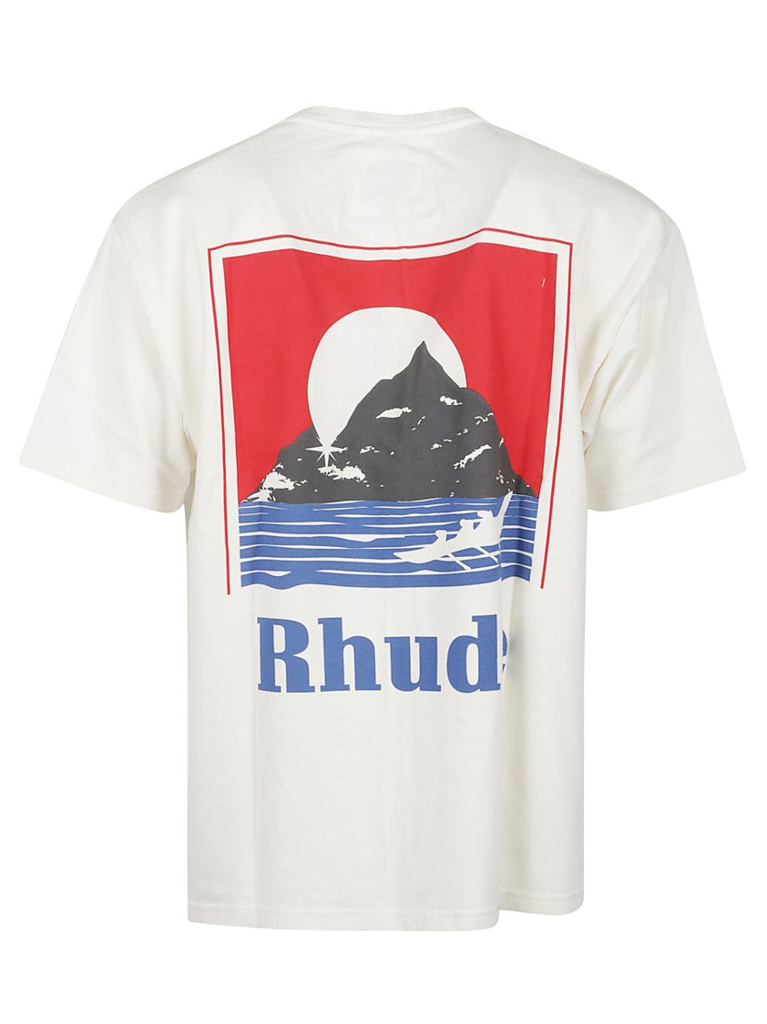 Rhude Off-White Moonlight Regatta Graphic Cotton T-Shirt