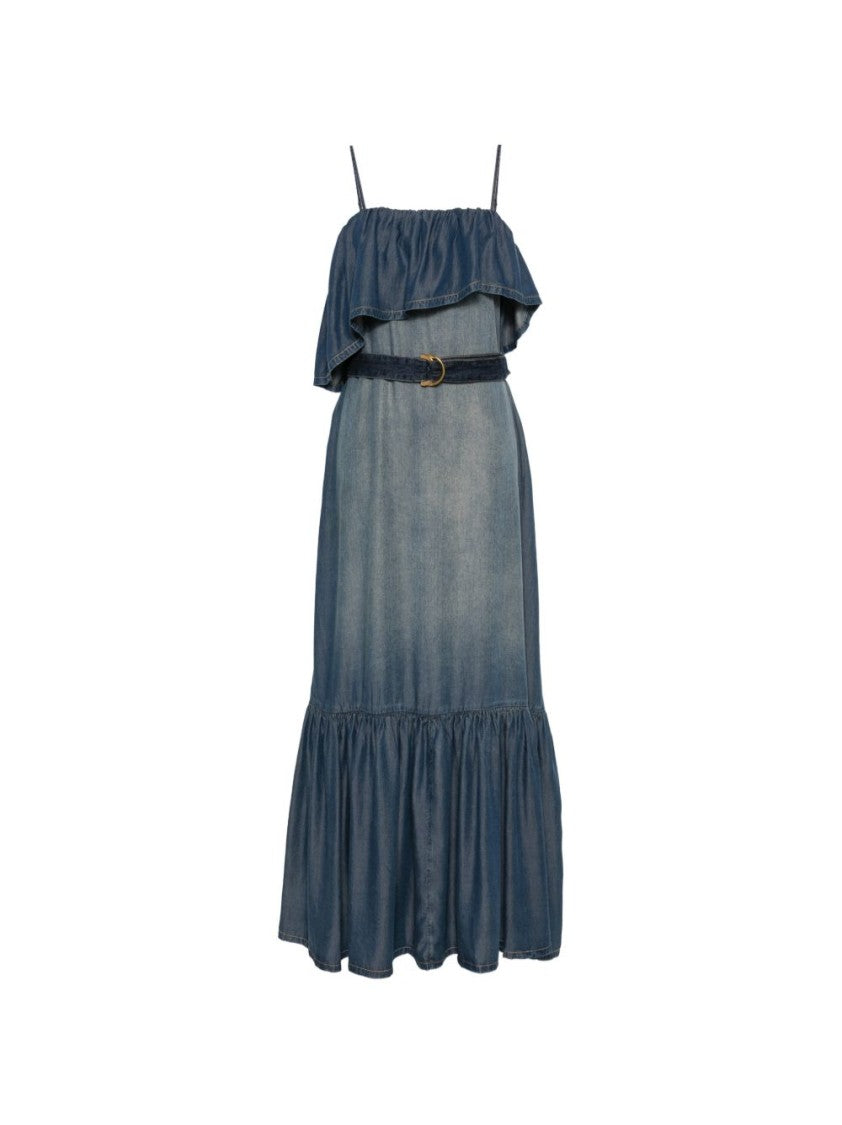 Pinko Blue Tiered Ruffled Day Dress