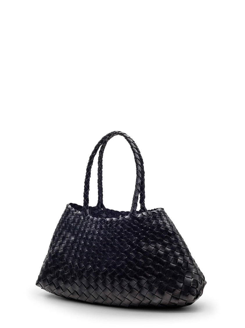 Dragon Diffusion Intricately Woven Black Buff Calf Leather Handbag