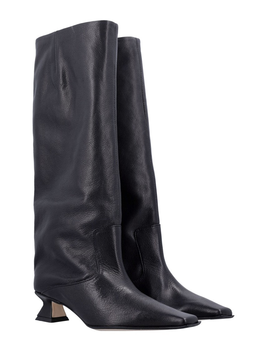 Miista Effie Black Leather Knee Boot