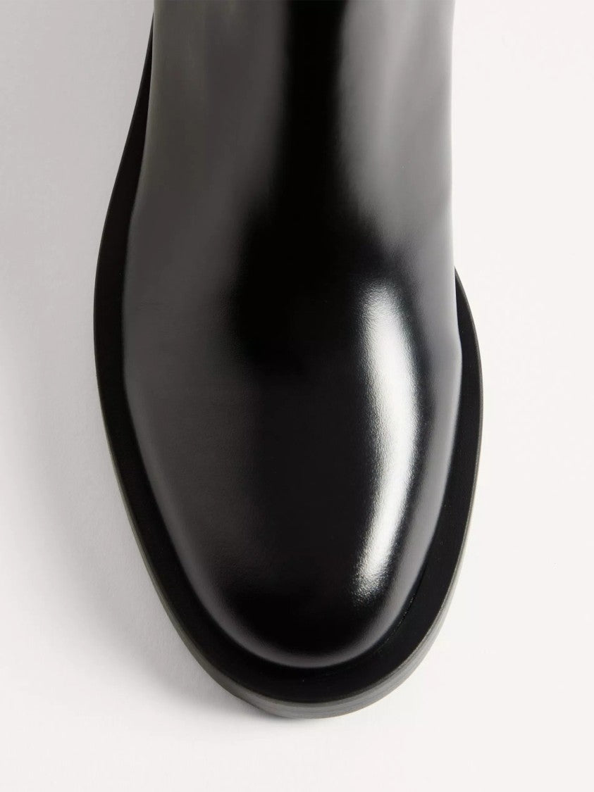 Valentino Black Polished Leather Elastic Back Bootie