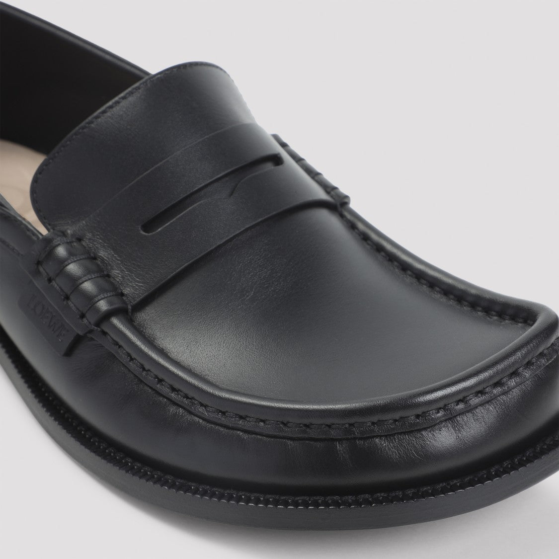 Loewe Campo Flap Back Black Calfskin Loafers