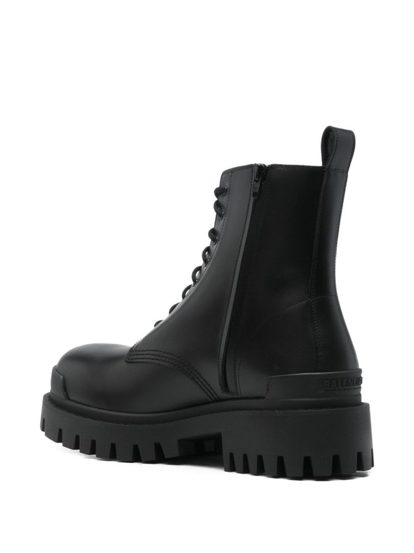 Balenciaga Black Leather Maxi Rubber Sole Boots
