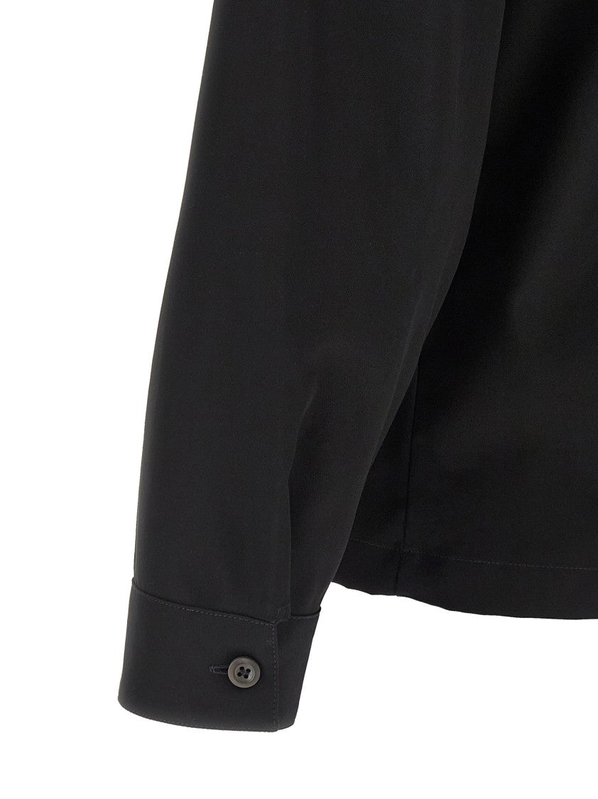 Prada Zip-Front Cotton Shirt With Triangle Logo Detail