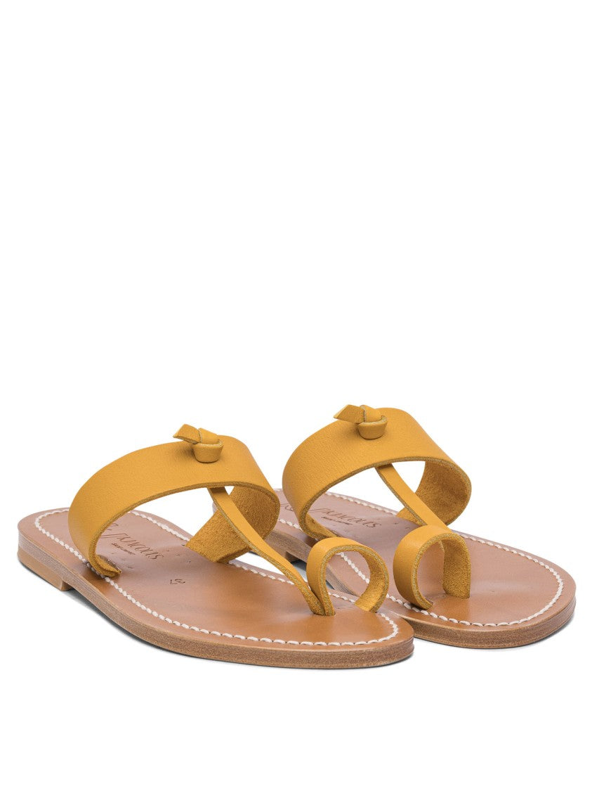 K.Jacques Yellow Leather Minimalist Sandals