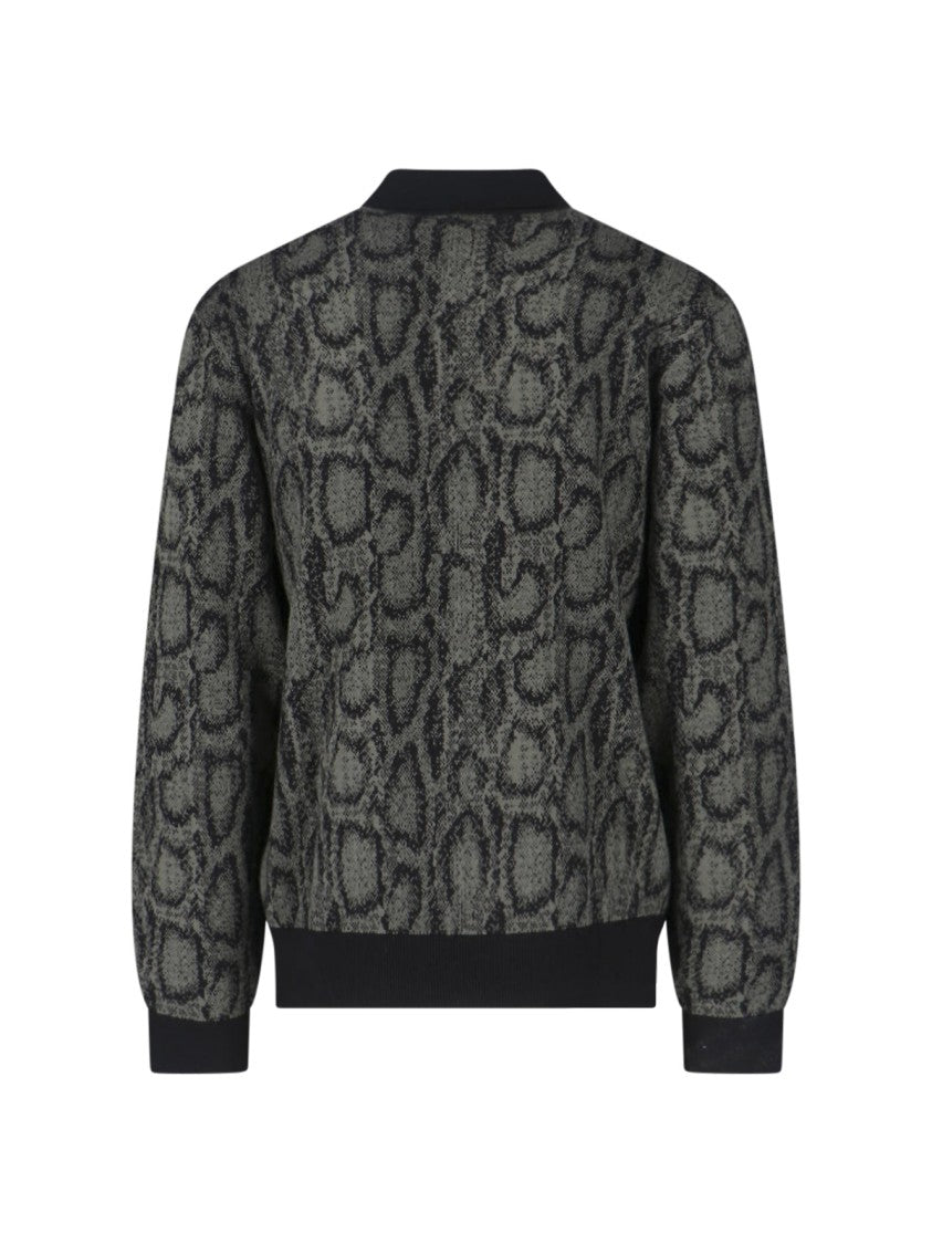 Carhartt Wip Green Snake Print Long-Sleeve Polo Sweater