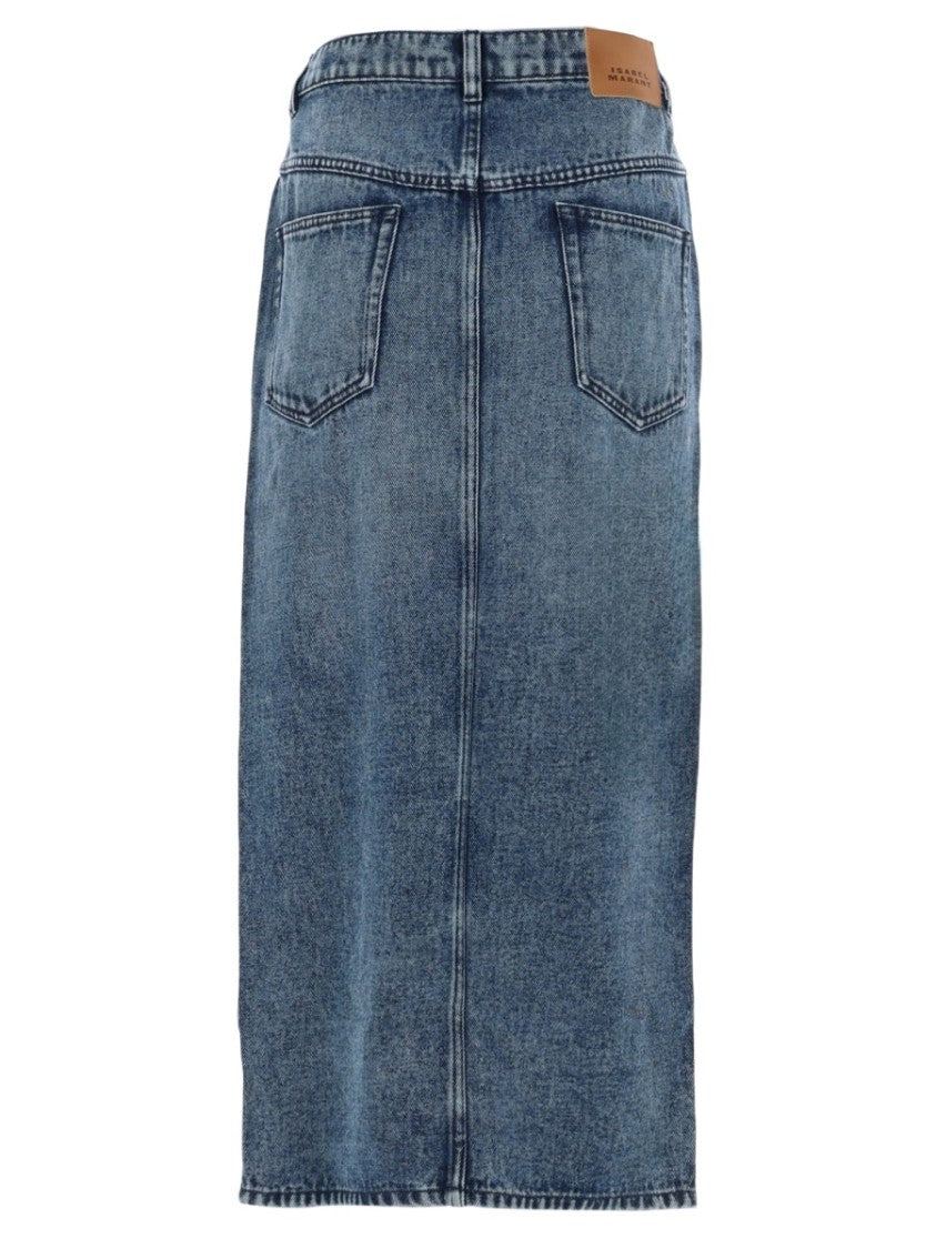 Isabel Marant Faded Blue Faharia Denim Midi Skirt
