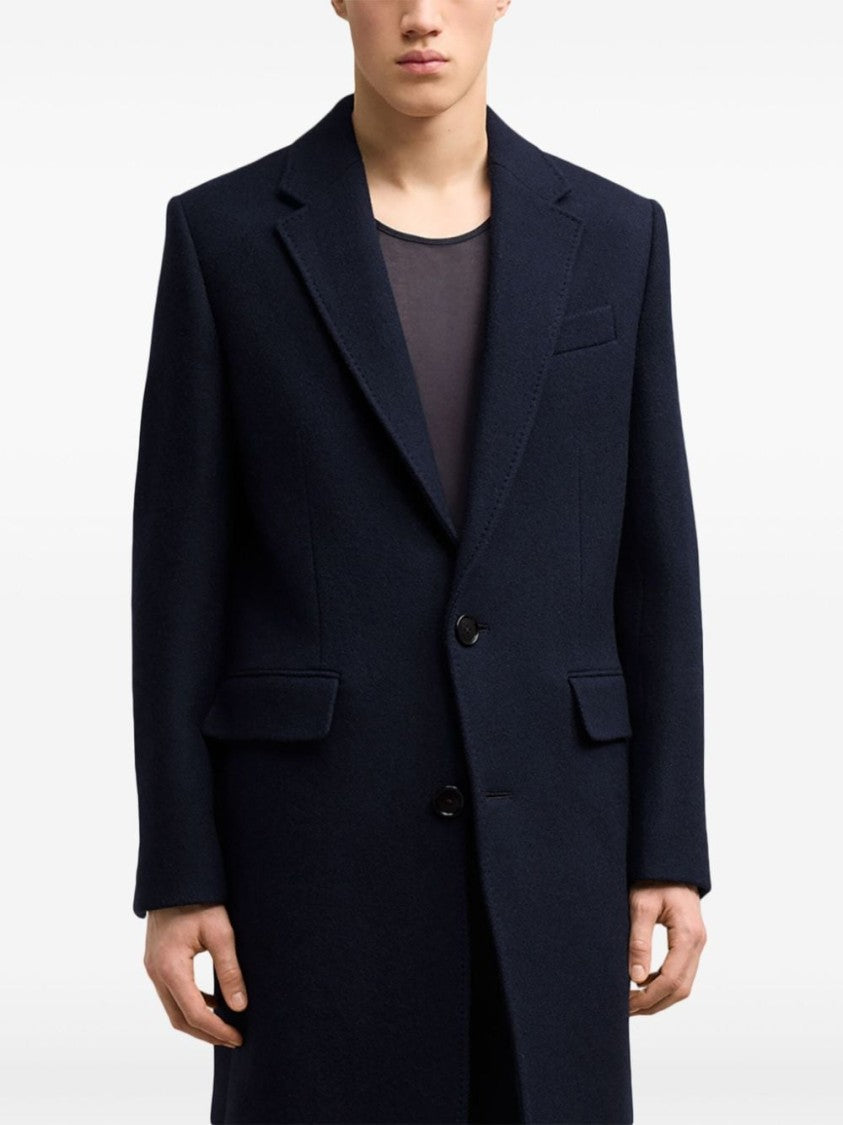 Ami Navy Blue Wool Coat