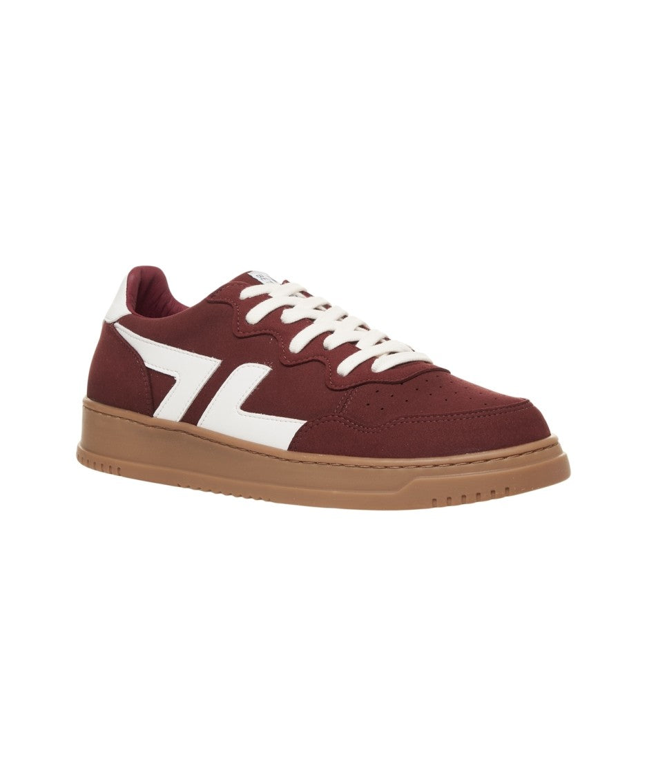 Zeta Burgundy Suede Sneakers With Contrasting Logo
