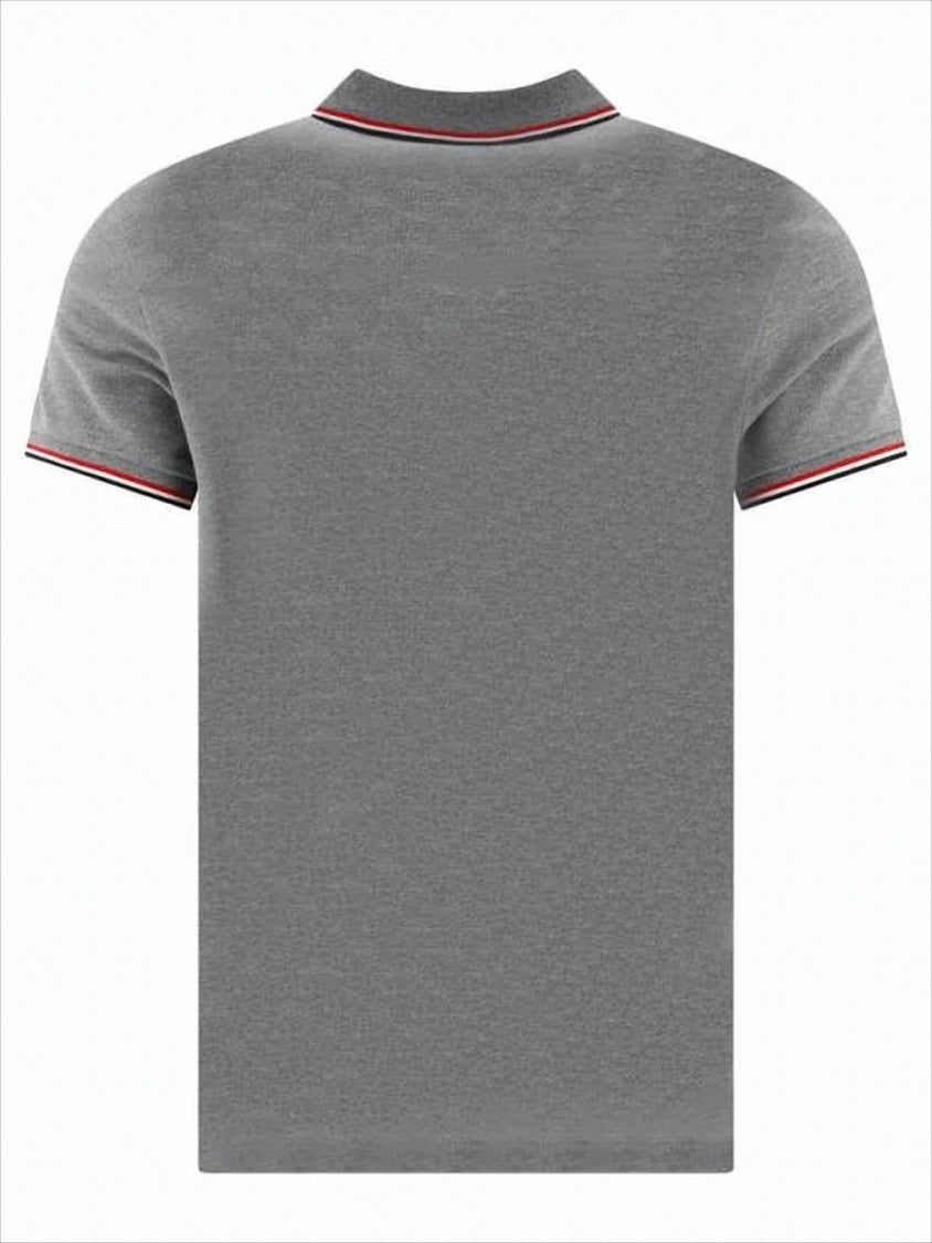 Moncler Textured Knit Grey Polo Shirt