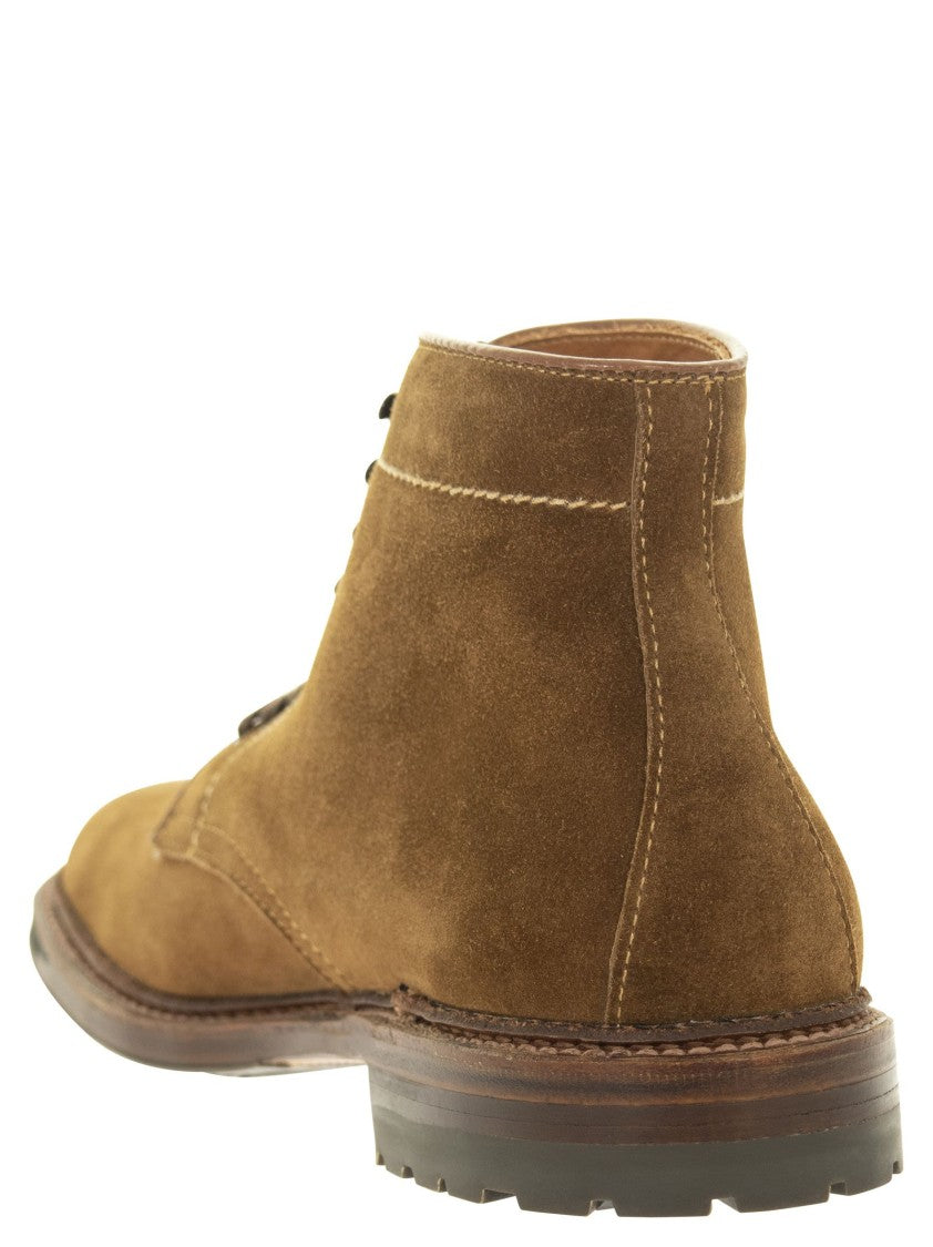 Alden Plain Toe Snuff Suede Boots With Commando Sole