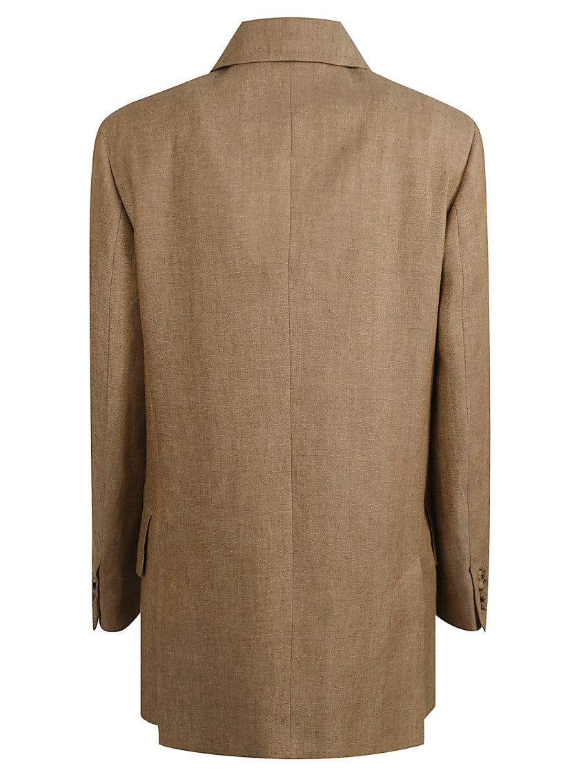 Max Mara Tailored Double-Breasted Flax Linen Jacket