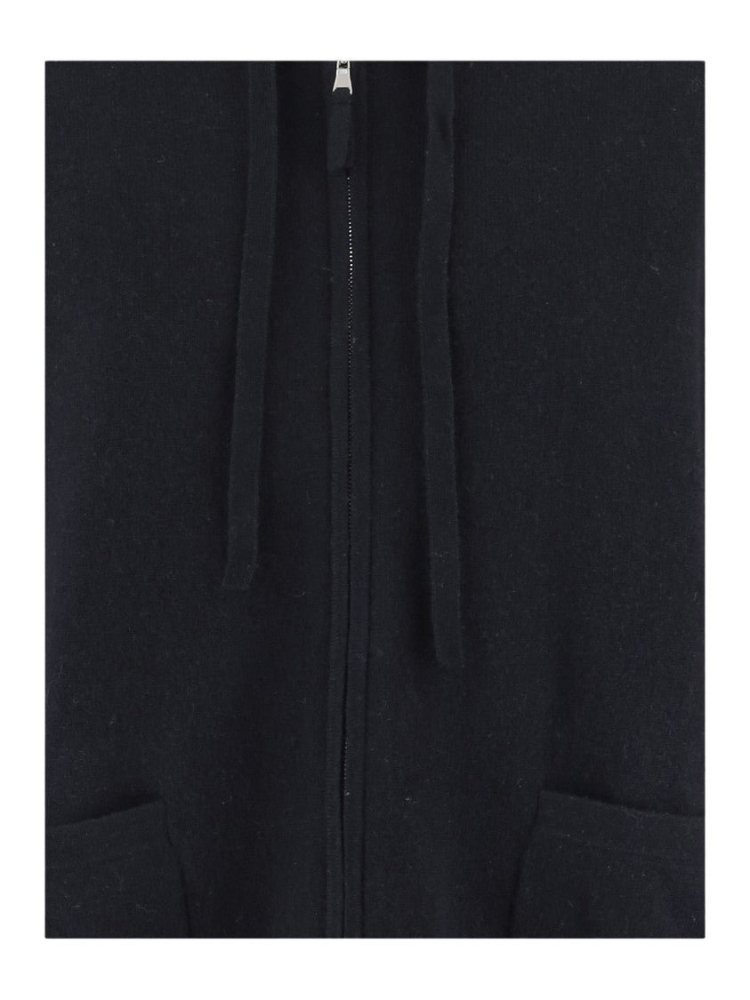 Allude Cashmere Blend Sweatshirt With Hood And Zip Closure