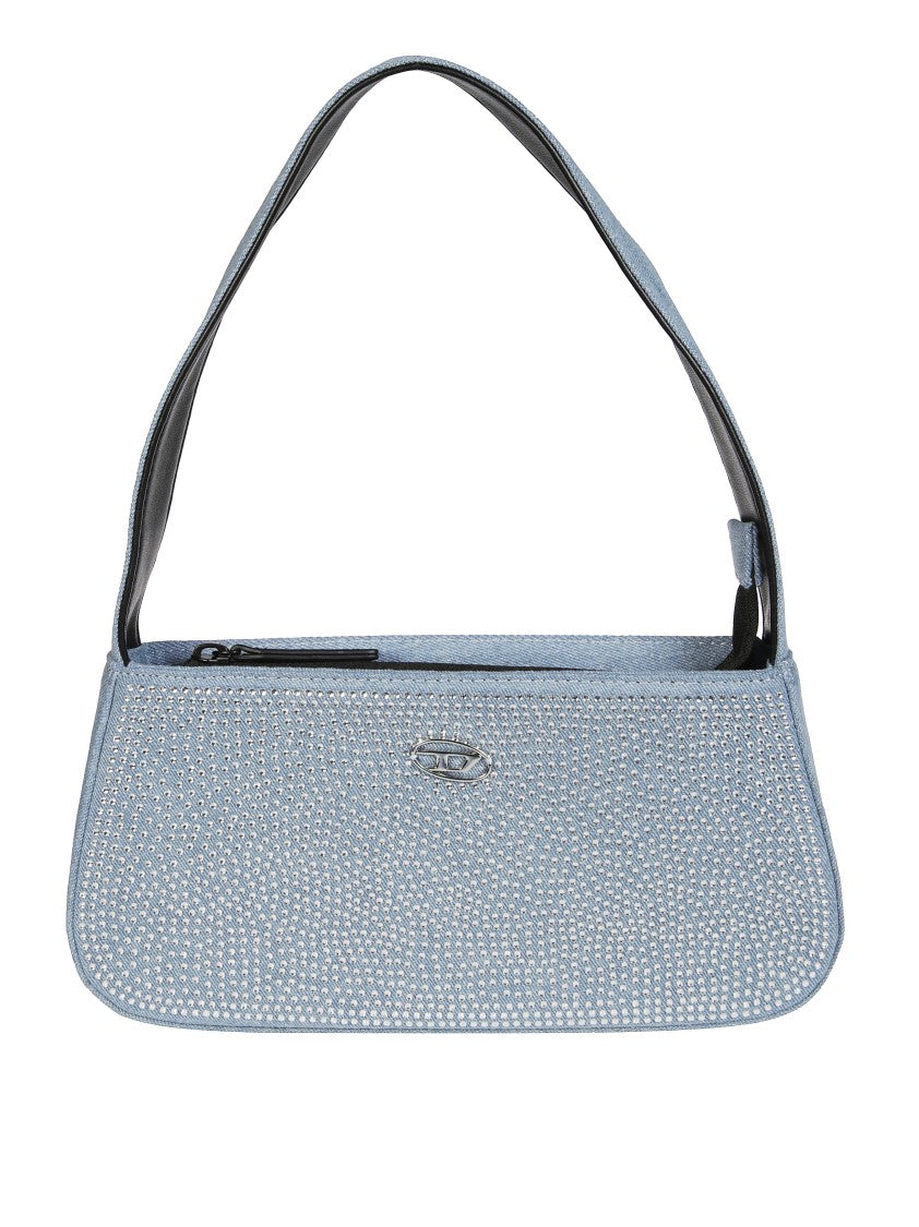 Diesel Denim Shoulder Bag With Rhinestone Embellishment