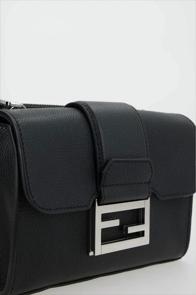 Fendi Textured Calf Leather Clutch With Metallic Logo Buckle