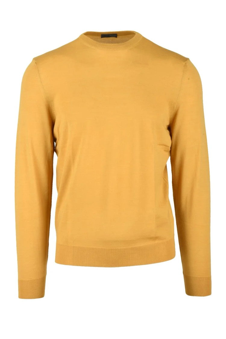 Drumohr Thin Merino Wool Crew Neck Pullover - Black/Orange