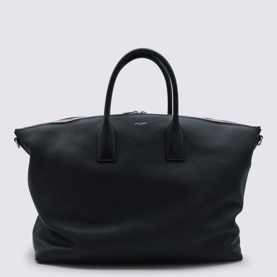 Saint Laurent Black Leather Top Handle Bag With Logo