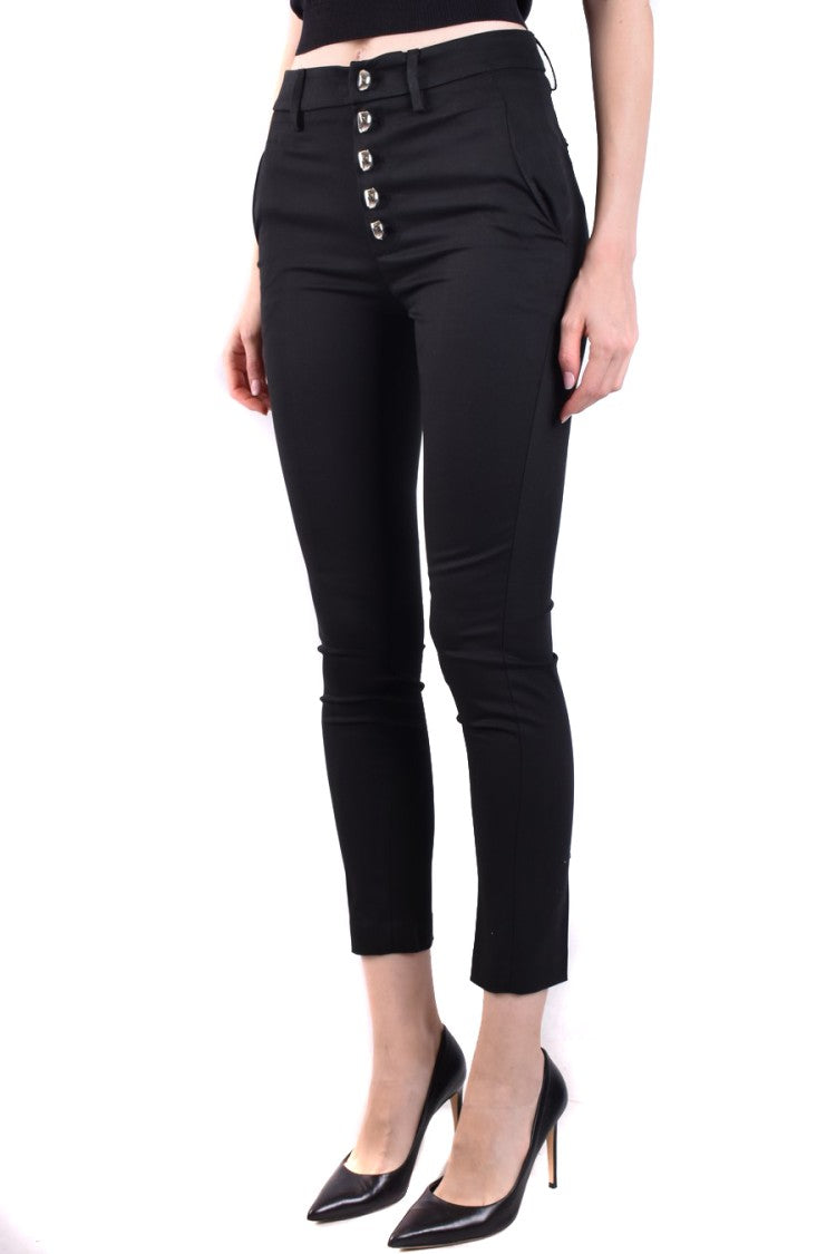 Dondup Cropped Black Slim-Fit Button Fly Jeans