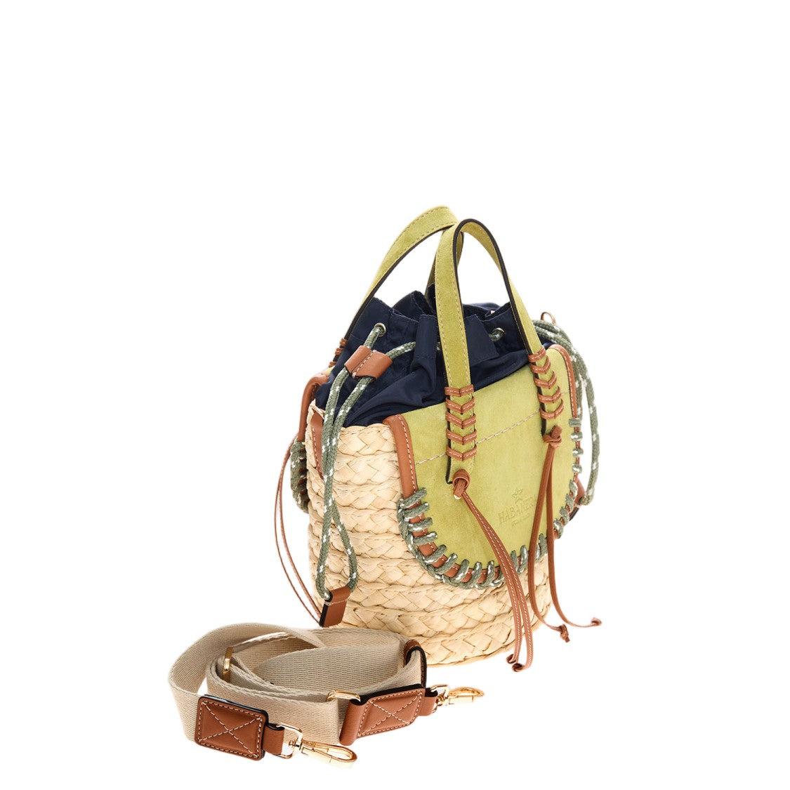 Cuba Lab Habanera Leather And Rafia Bag