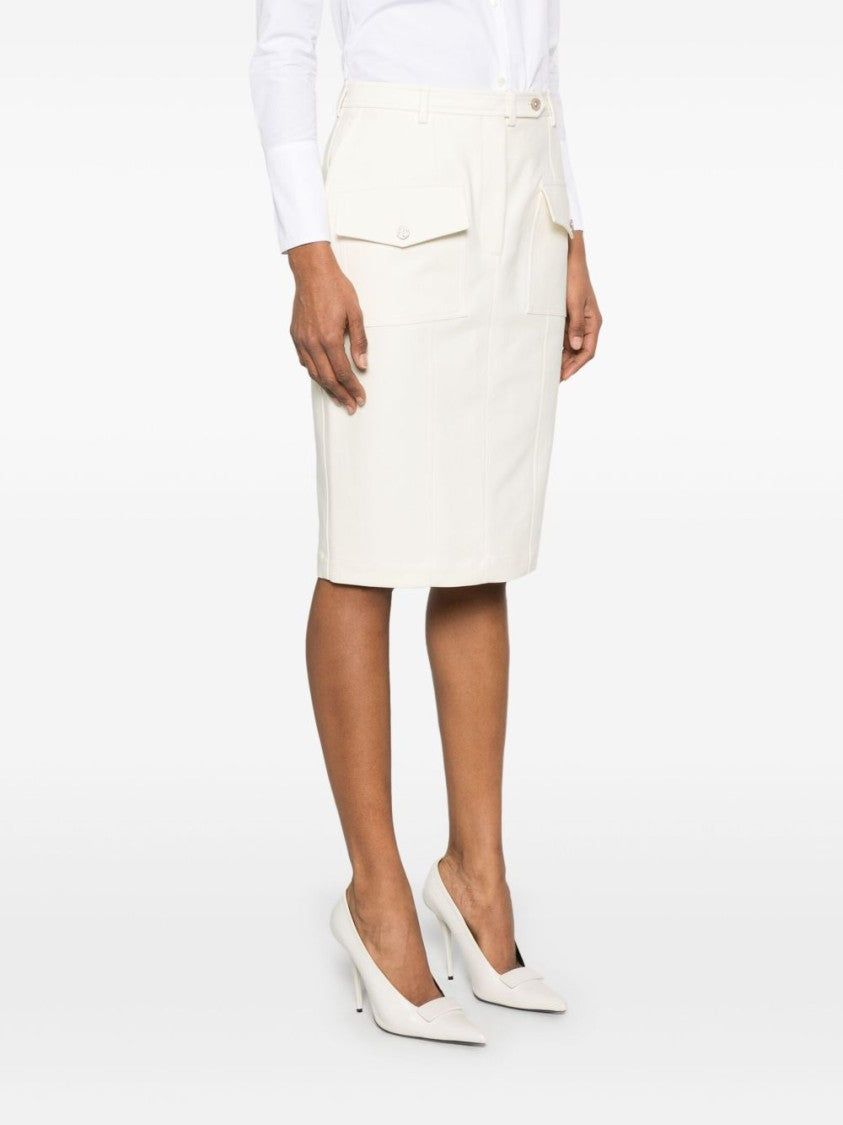 Tom Ford Tailored White Skirt With Concealed Fastening And Rear Slit