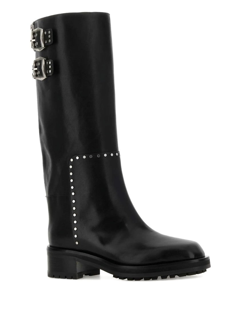 Jimmy Choo Black Brooklyn Studded Leather Boots