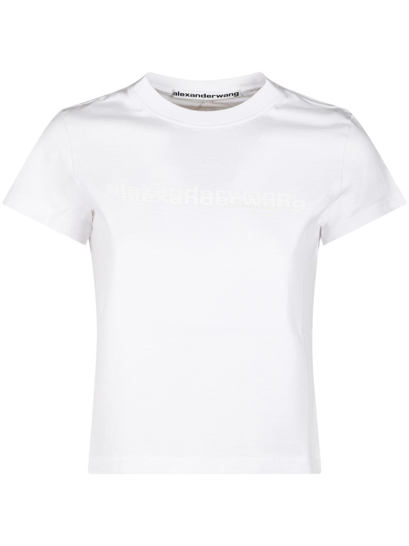 Alexander Wang Fitted Shrunken Tee With Classic Crew Neckline
