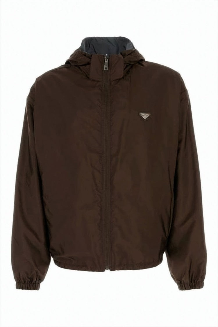 Prada Cropped Hooded Brown Jacket