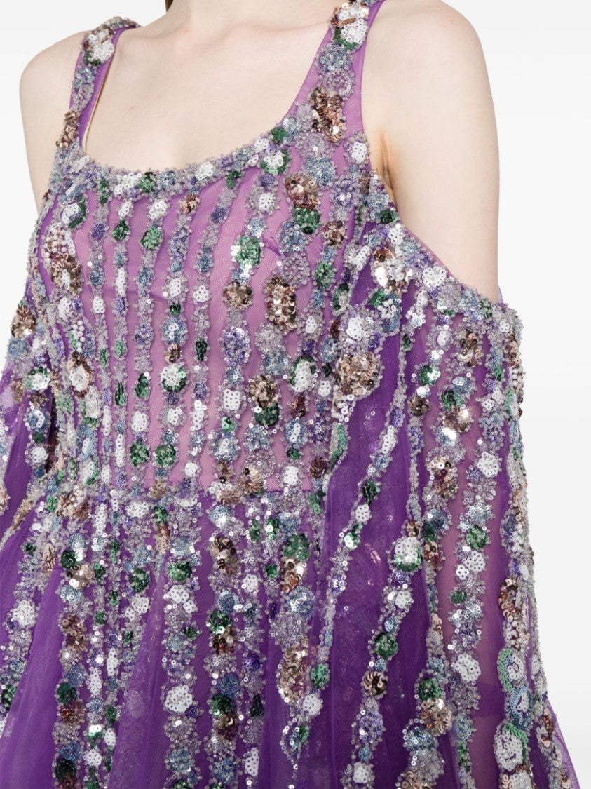 Saiid Kobeisy Off-Shoulder Beaded Dress With Shoulder Straps