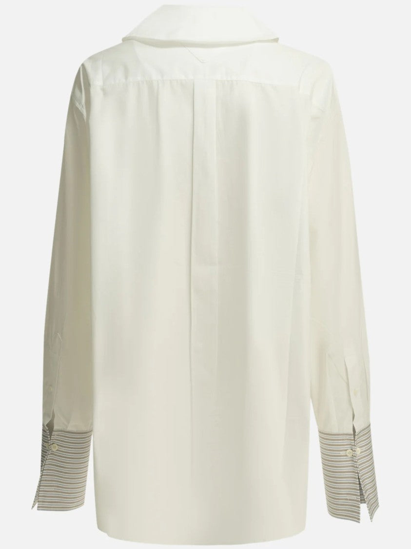 Prada Button-Down Shirt With Pointed Collar And Subtle Stripe Cuffs