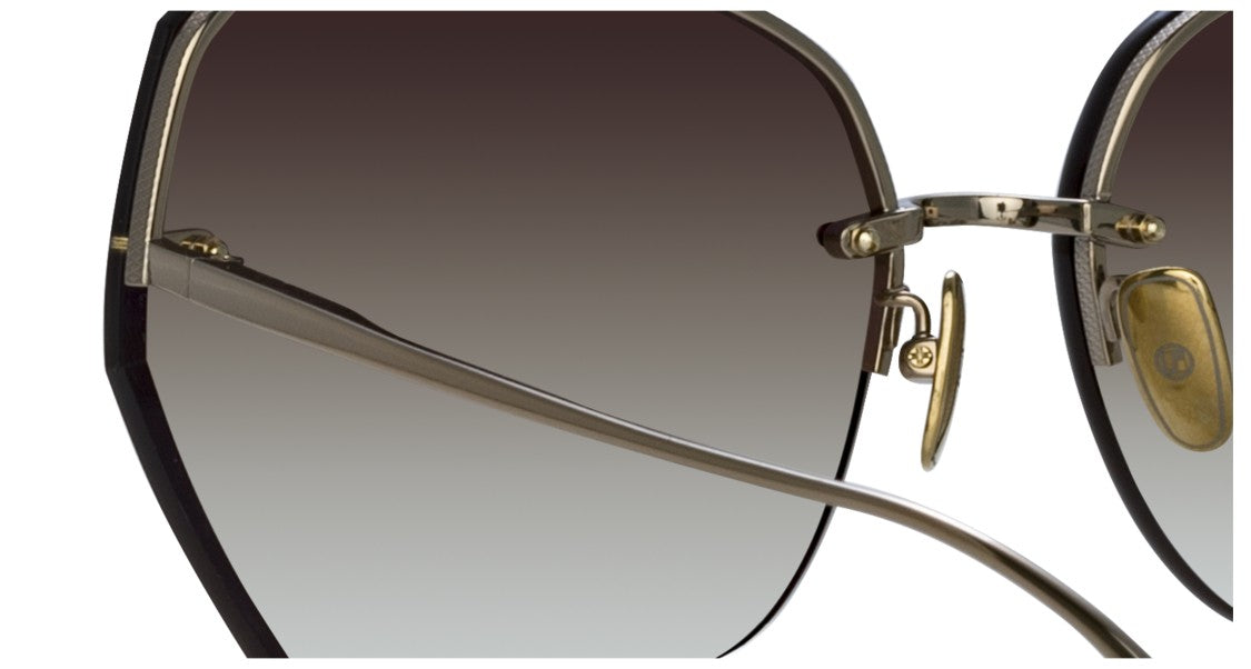 Linda Farrow Lfl Oversized Geometric Sunglasses With Minimalistic Titanium Frame