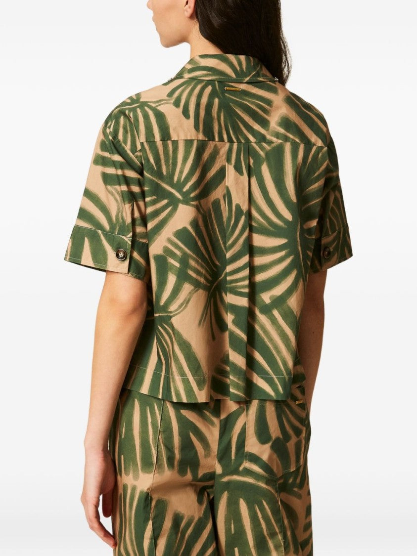 Twinset U&B Beige Green Jungle Print Shirt
