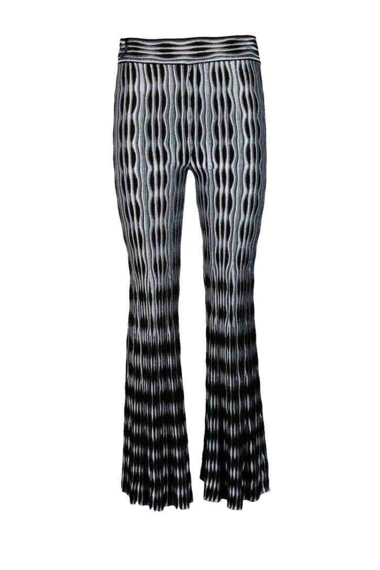 Antonino Valenti Black And White Vertical Wavy Pattern Trousers