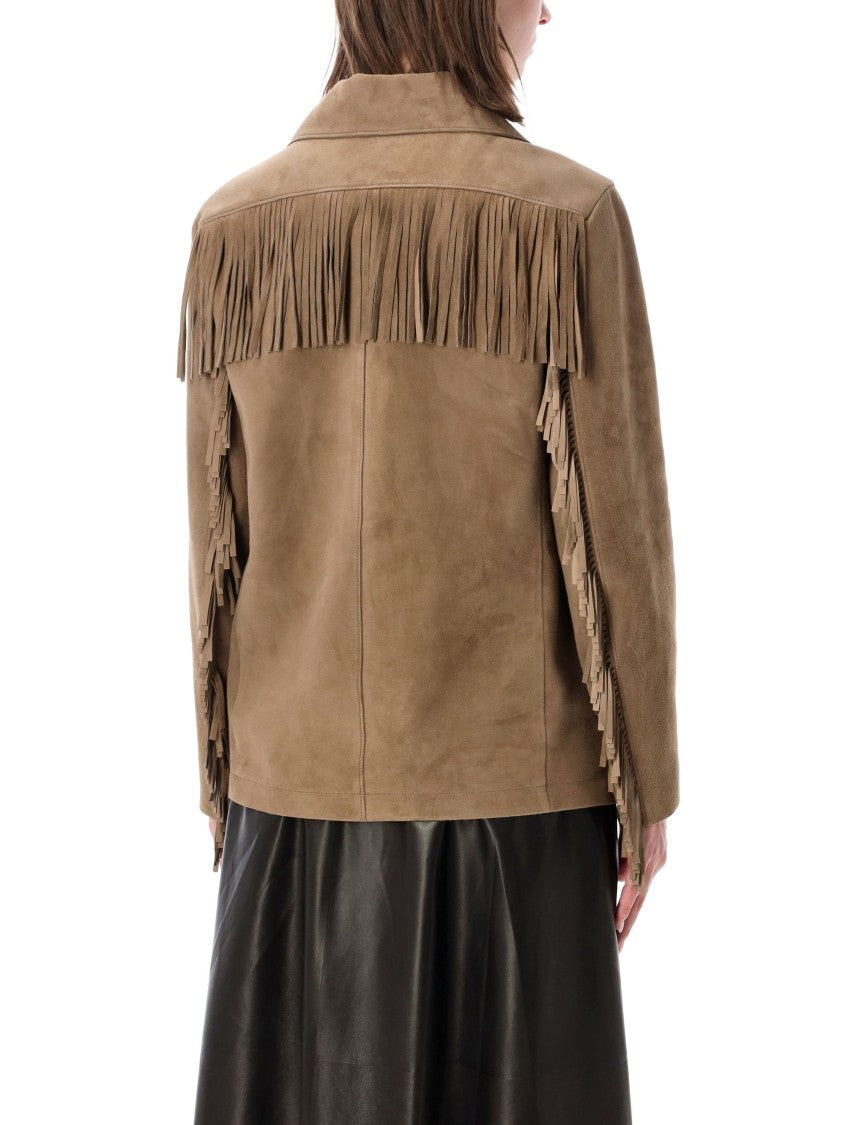 Polo Ralph Lauren Perce Fringe Lamb Suede Parka