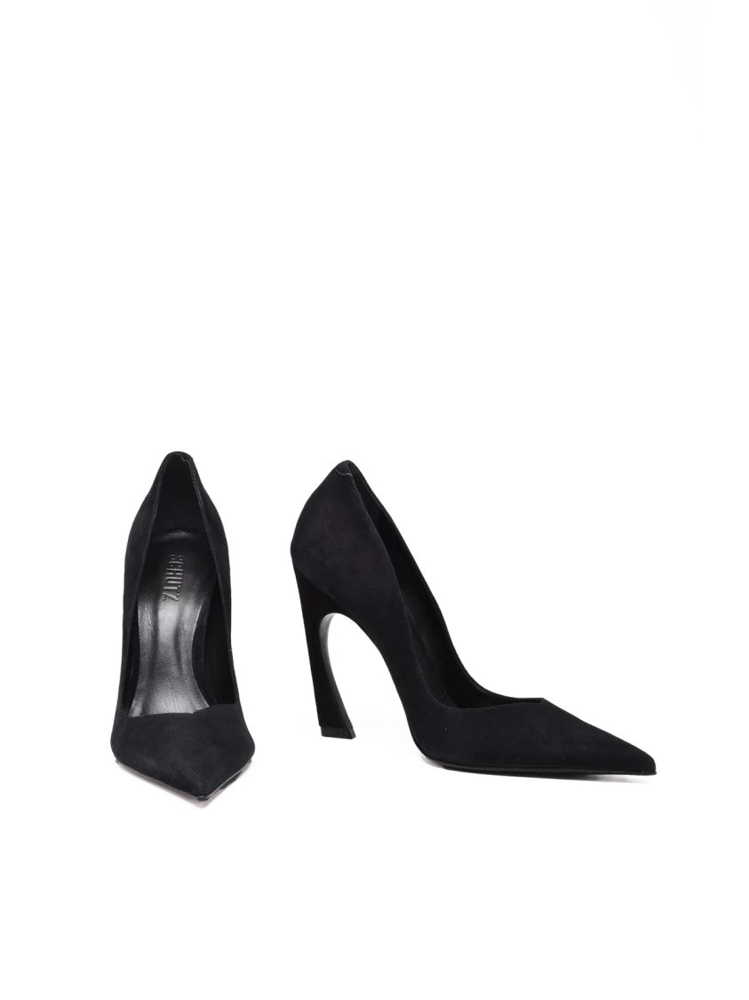 Schutz Black Suede Pointed Pumps