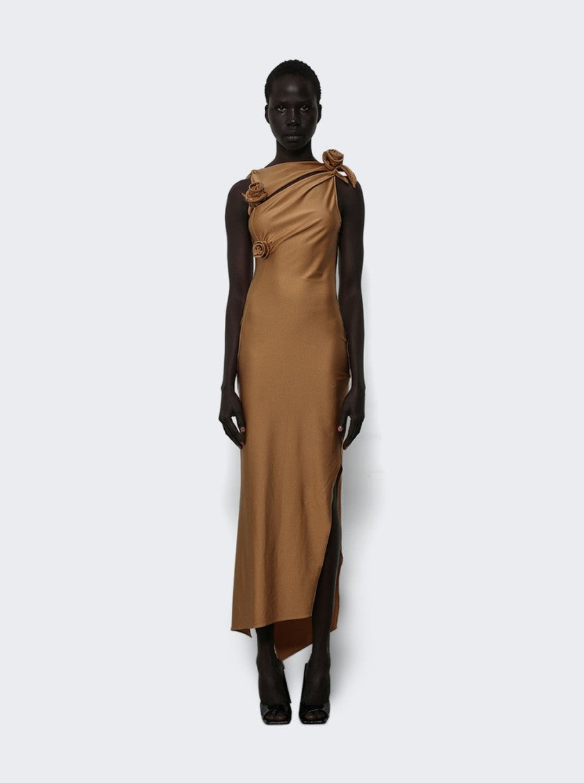 Coperni Asymmetric Flower Gown Brown