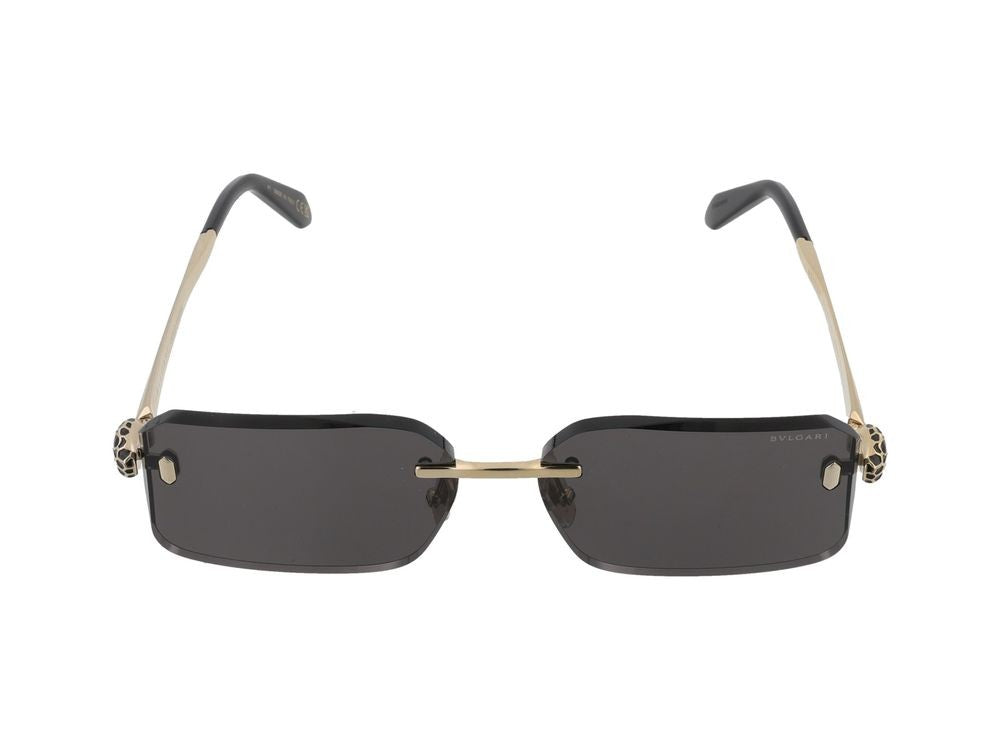 Bulgari Leopard Detail Rimless Rectangular Sunglasses