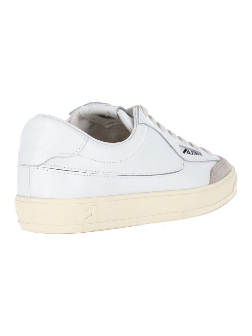 Autry White Windscape Low Suede Accent Leather Sneakers