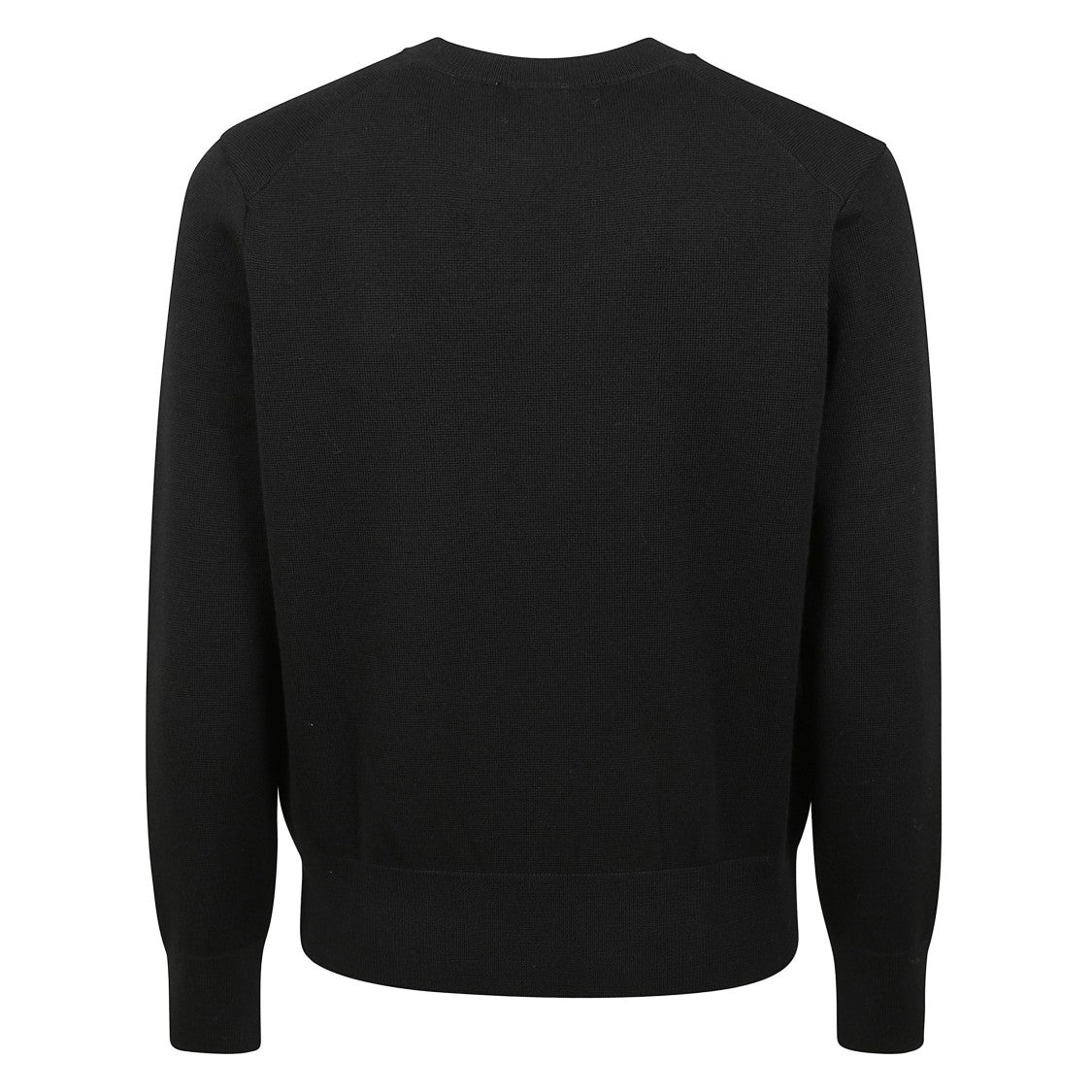 Ami Black Wool Crewneck Sweater With Logo Embroidery