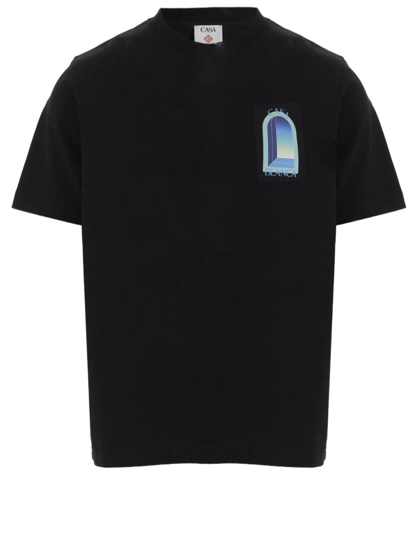Casablanca Black Logo Print Cotton T-Shirt