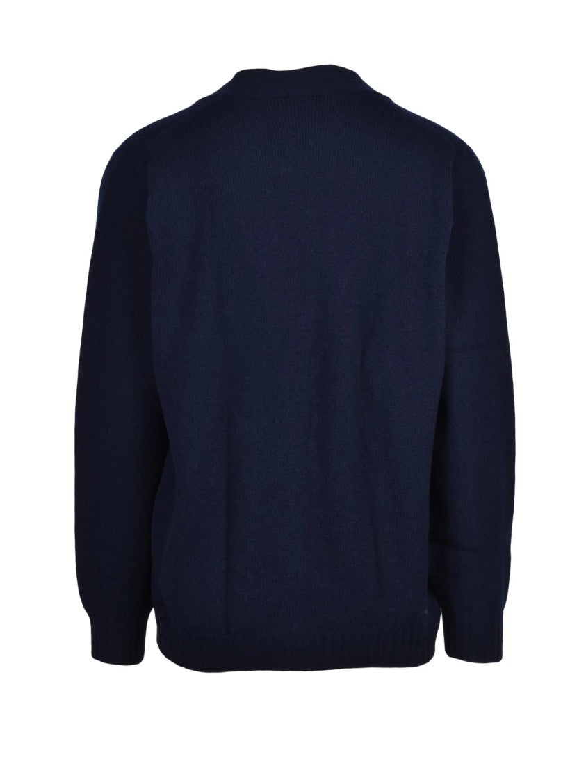 Drumohr Deep Navy Wool V-Neck Cardigan