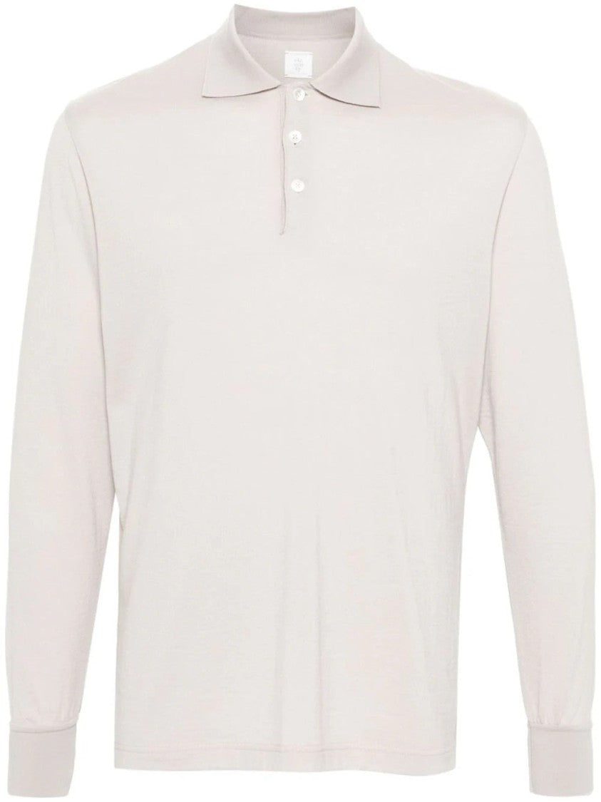 Eleventy Beige Long Sleeve Polo Shirt