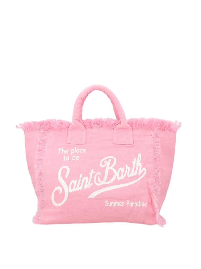 Mc2 Saint Barth Soft Pink Fringed Tote Bag