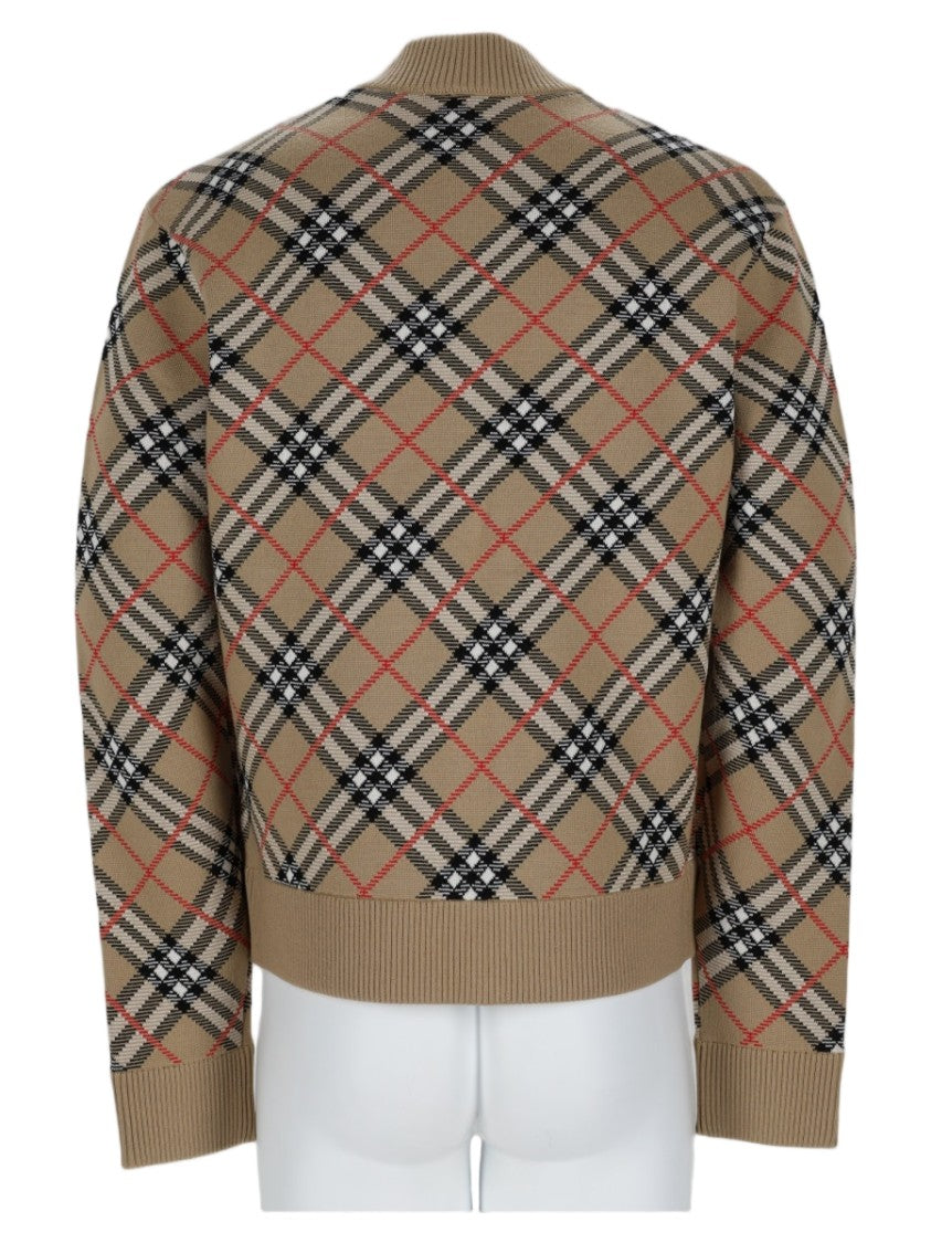 Burberry Check Pattern Zip-Up Jacket With Ribbed Details