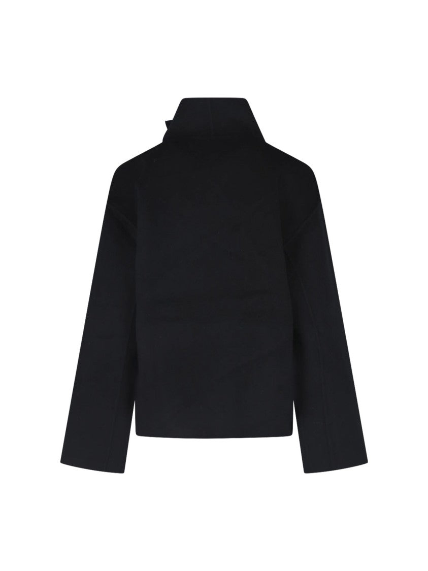 Almada Structured High Collar Cashmere-Wool Coat With Side Pockets