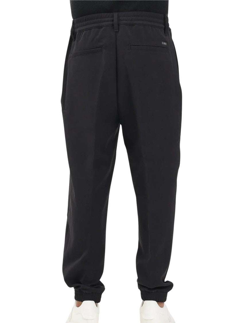 Armani Exchange Black Elastic Waistband Viscose-Blend Tracksuit