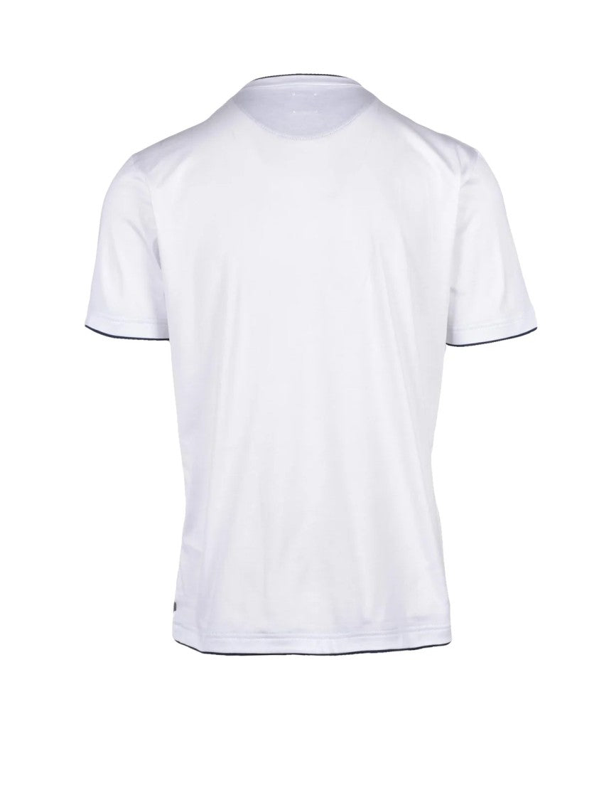 Eleventy White Blue Cotton Men T-Shirt