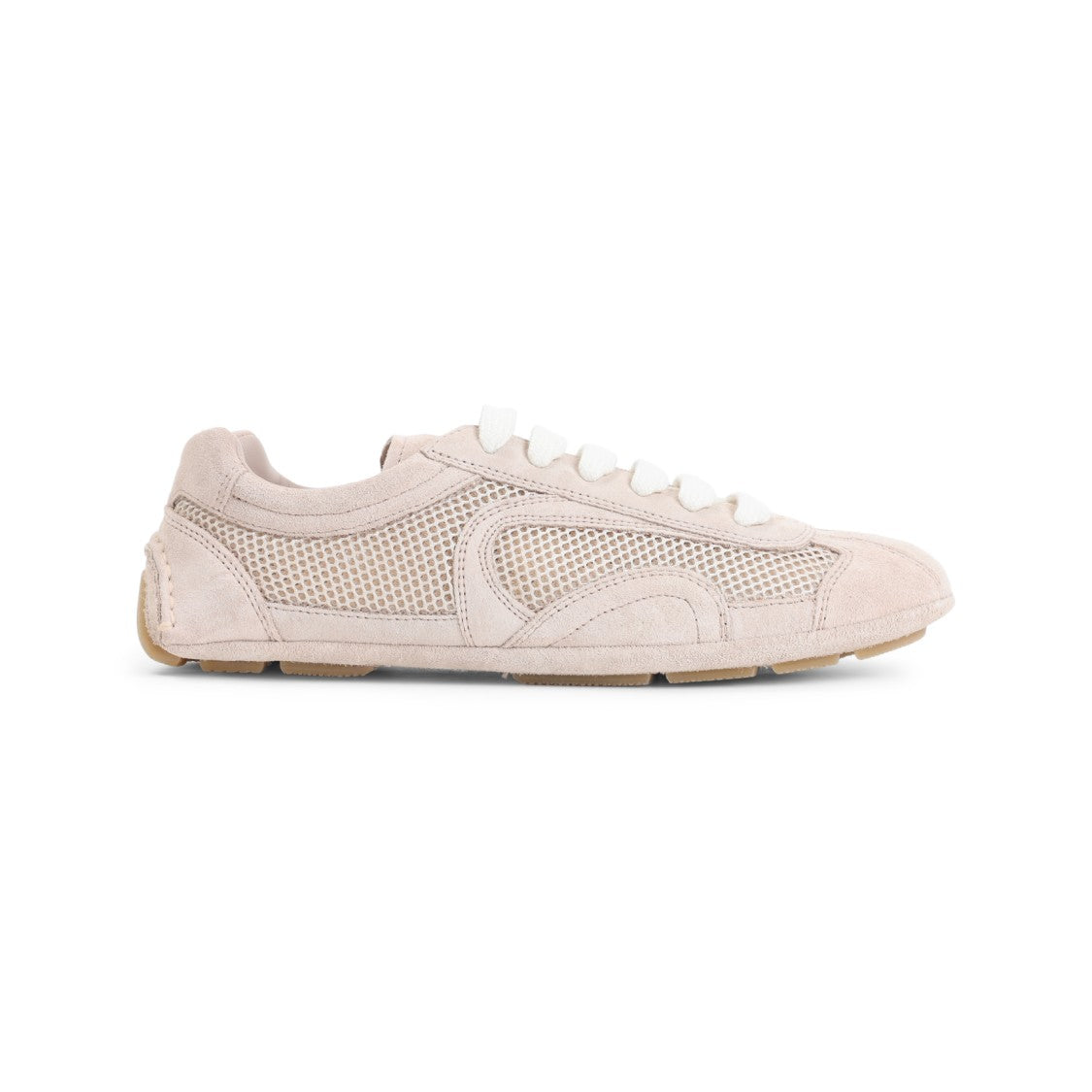 Prada Low-Profile Suede And Mesh Sneakers