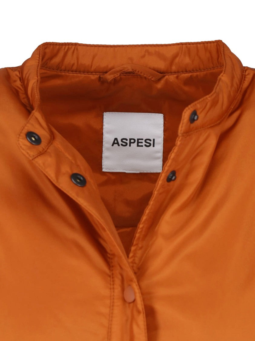 Aspesi Orange Button-Up Technical Fabric Jacket
