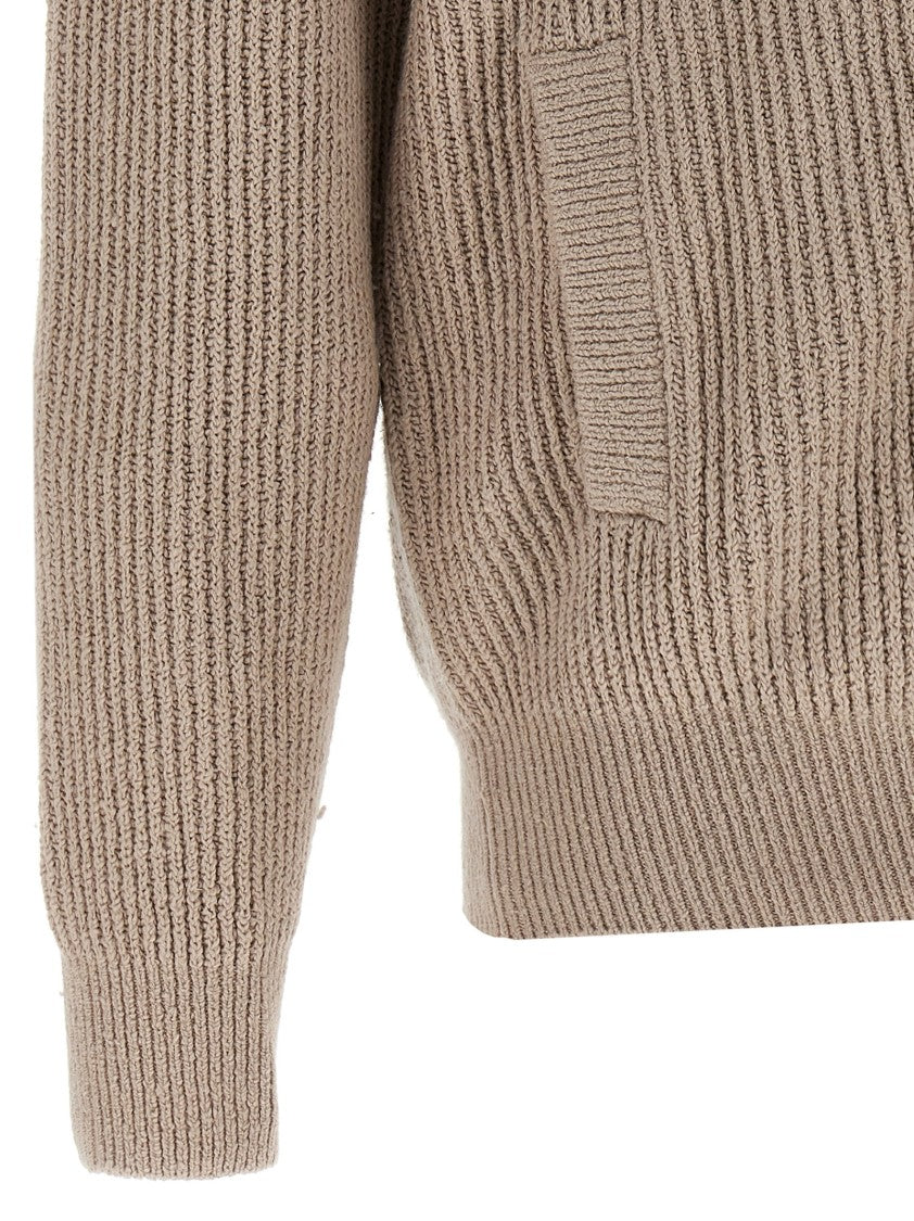 Brunello Cucinelli Half-Ribbed Cotton Gauze Zip Cardigan
